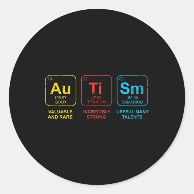 Pegatina Redonda Concienciación sobre el autismo Mujeres Hombres El (Anverso)