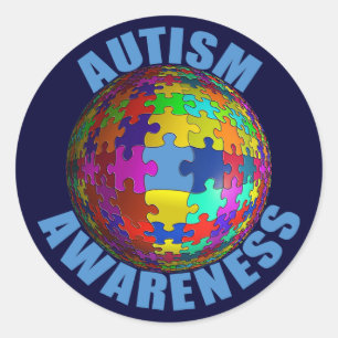Pegatina Redonda Concienciación sobre el autismo mundial 3" Pegatin