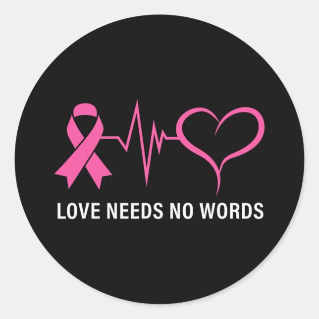 Pegatina Redonda Concienciación sobre el cáncer de cinta rosada (Anverso)