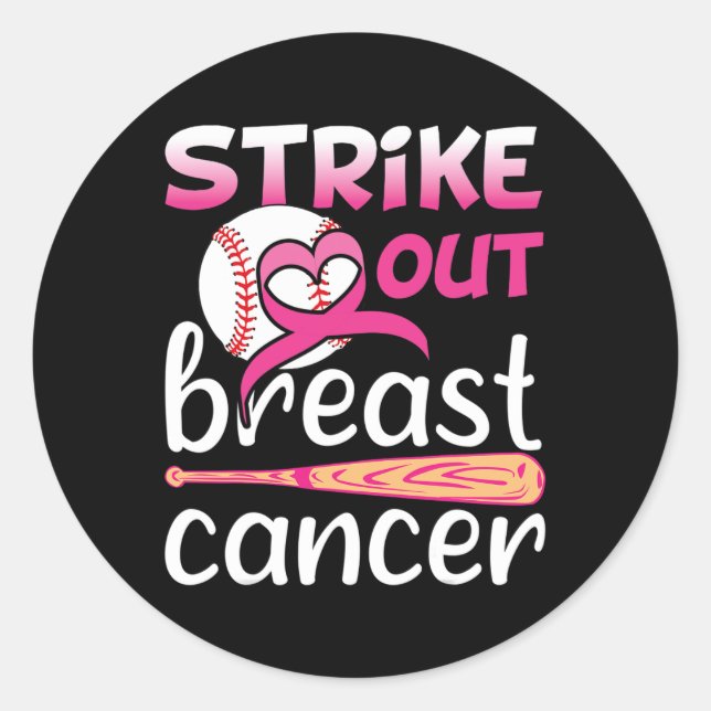 Pegatina Redonda Concienciación sobre el cáncer de mama Béisbol Sof (Anverso)