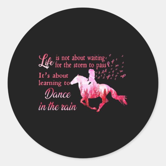 Pegatina Redonda Concienciación sobre el cáncer de mama Cinta de Ca (Anverso)