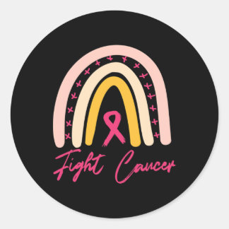 Pegatina Redonda Concienciación sobre el cáncer de mama en arco iri