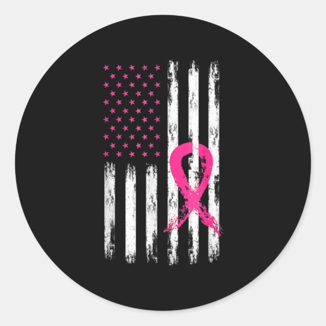 Pegatina Redonda Concienciación sobre el cáncer de mama femenina ve (Anverso)