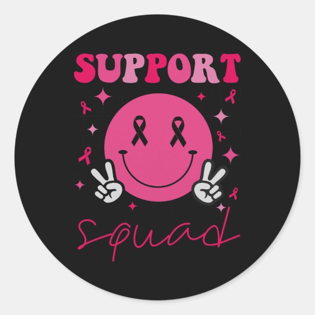 Pegatina Redonda Concienciación sobre el cáncer de mama Groovy Homb (Anverso)