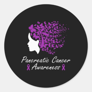 Pegatina Redonda Concienciación sobre el cáncer de páncreas - Mujer