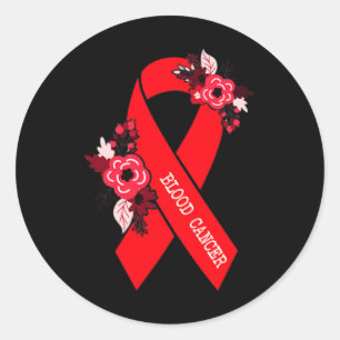 Pegatina Redonda Concienciación sobre el cáncer de sangre Cinta roj