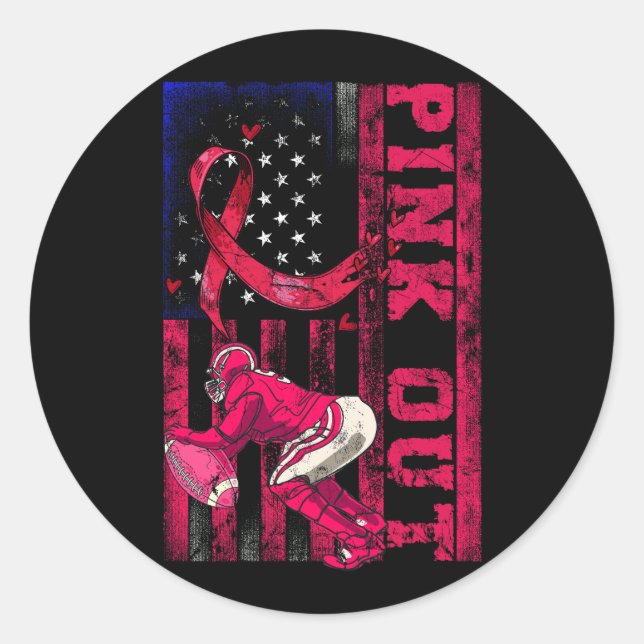 Pegatina Redonda Concienciación sobre el cáncer de seno Rosado C (Anverso)