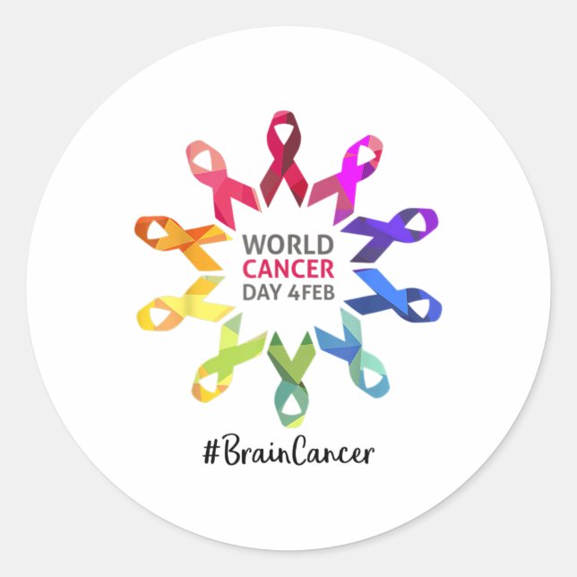 Pegatina Redonda Concienciación sobre el cáncer Día Mundial del Cán (Anverso)