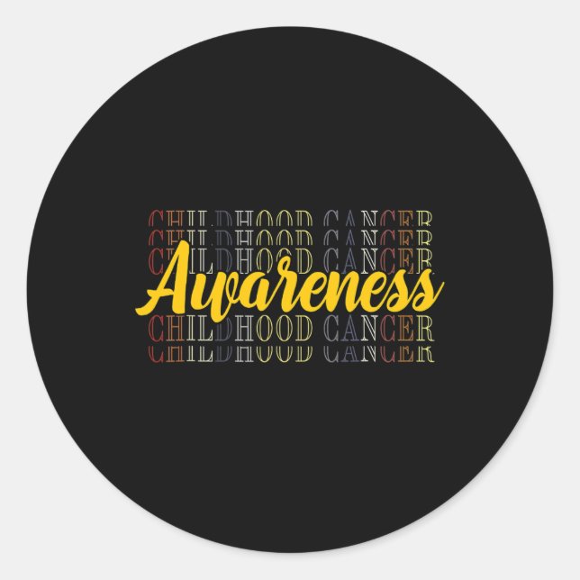 Pegatina Redonda Concienciación sobre el cáncer infantil conoce a m (Anverso)