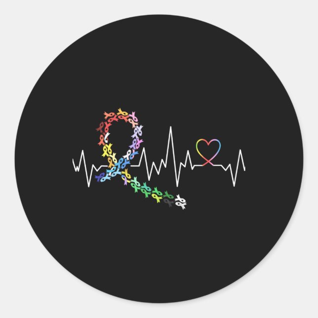 Pegatina Redonda Concienciación sobre el cáncer Todos los cánceres  (Anverso)