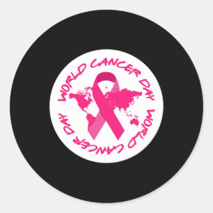 Pegatina Redonda Concienciación sobre el Día Mundial del Cáncer 1