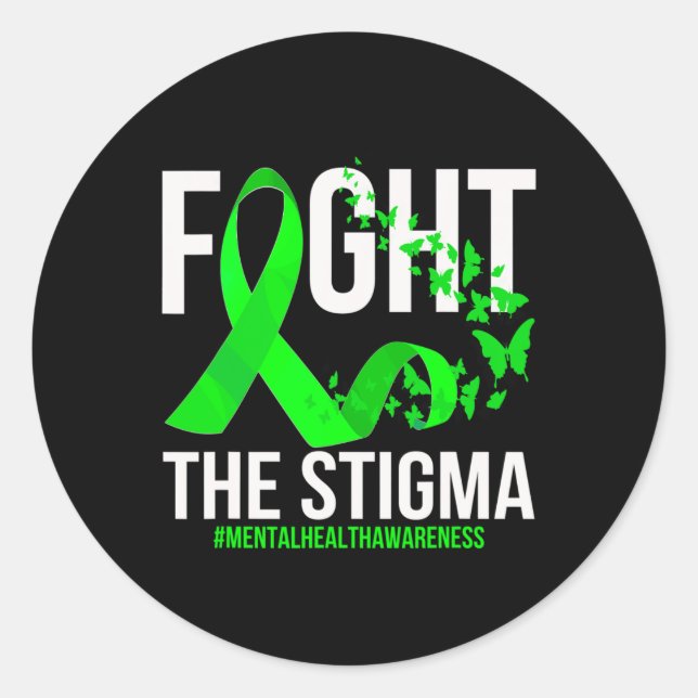 Pegatina Redonda Concienciación sobre el estigma en la salud mental (Anverso)