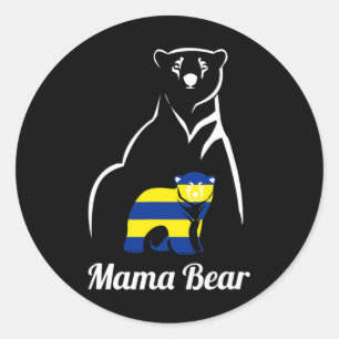 Pegatina Redonda Concienciación sobre el síndrome de Down Mama Bear