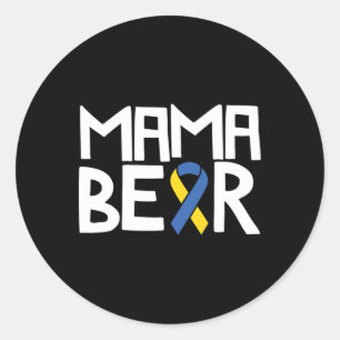Pegatina Redonda Concienciación sobre el síndrome de Down Mamá T21