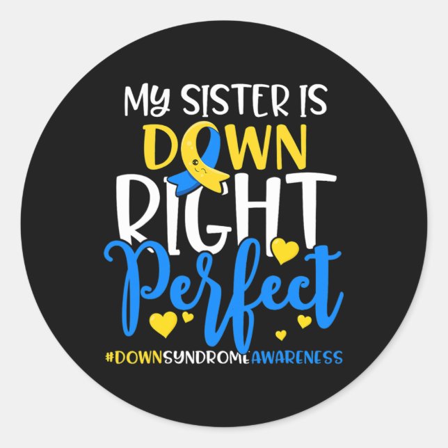 Pegatina Redonda Concienciación sobre el síndrome de Down Mi herman (Anverso)