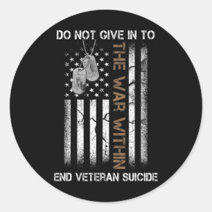 Pegatina Redonda Concienciación sobre el suicidio de veteranos en l