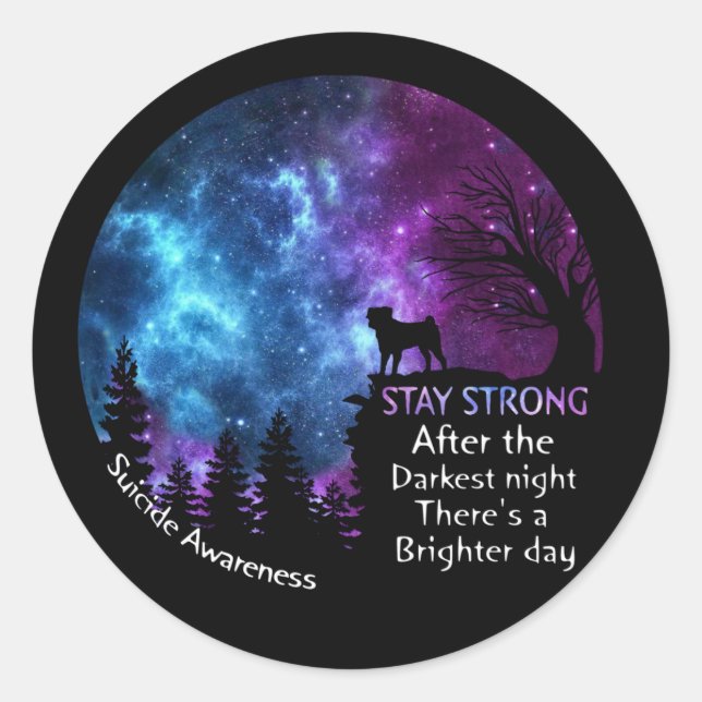 Pegatina Redonda Concienciación sobre el suicidio después de los am (Anverso)