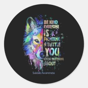 Pegatina Redonda Concienciación sobre el suicidio Tenga Amabilidad 