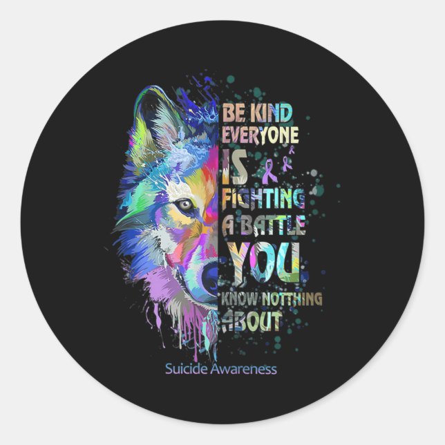 Pegatina Redonda Concienciación sobre el suicidio Tenga Amabilidad  (Anverso)