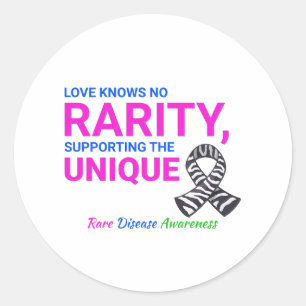 Pegatina Redonda Concienciación sobre enfermedades raras en apoyo d