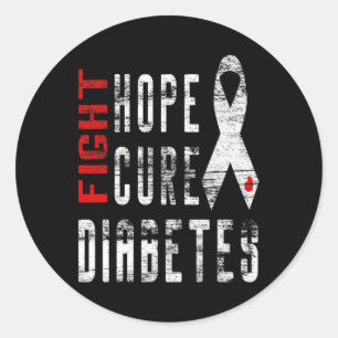 Pegatina Redonda Concienciación sobre la diabetes de tipo 1: curar 