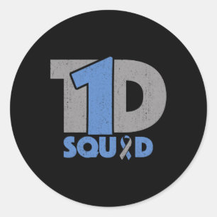 Pegatina Redonda Concienciación sobre la diabetes del escuadrón T1D