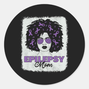 Pegatina Redonda Concienciación sobre la epilepsia de madres afroam