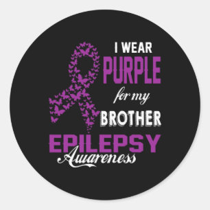 Pegatina Redonda Concienciación sobre la epilepsia Llevo morado por