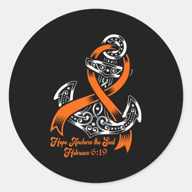 Pegatina Redonda Concienciación sobre la leucemia Esperanza Ancla e (Anverso)