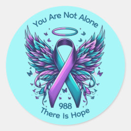 Pegatina Redonda Concienciación sobre la prevención del suicidio pa