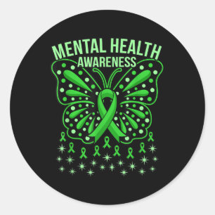 Pegatina Redonda Concienciación sobre la salud mental Cabinas de ma