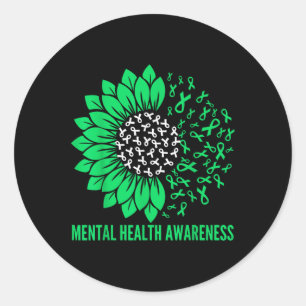 Pegatina Redonda Concienciación sobre la salud mental Cinta de duch