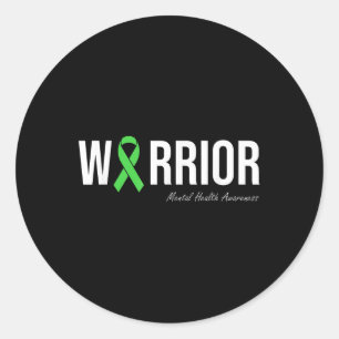 Pegatina Redonda Concienciación sobre la salud mental Cinta verde