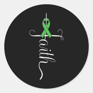 Pegatina Redonda Concienciación sobre la salud mental Cinta verde 1