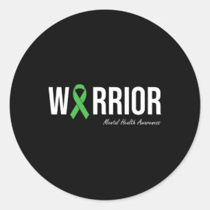Pegatina Redonda Concienciación sobre la salud mental Cinta verde 2