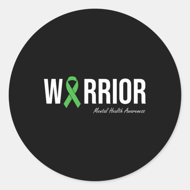 Pegatina Redonda Concienciación sobre la salud mental Cinta verde 2 (Anverso)