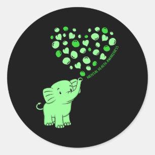 Pegatina Redonda Concienciación sobre la salud mental Elephant Hear