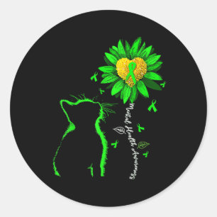 Pegatina Redonda Concienciación sobre la salud mental Floral Corazó
