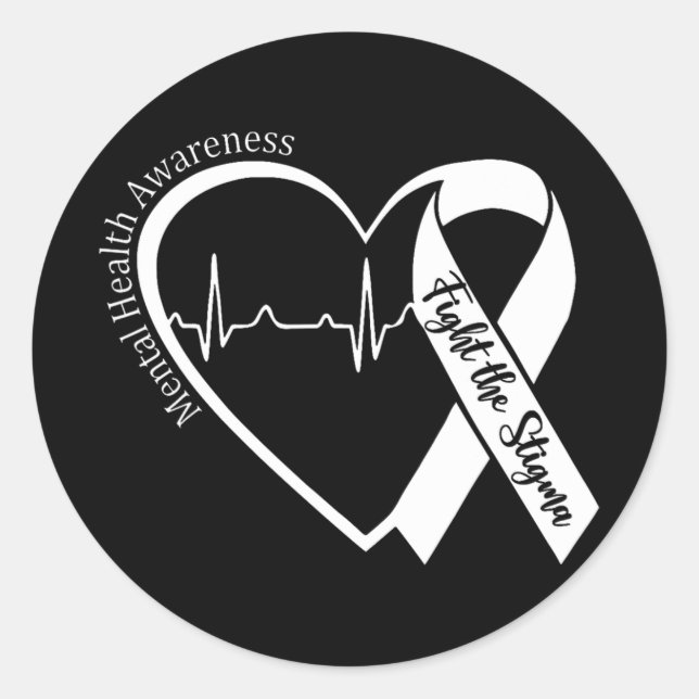 Pegatina Redonda Concienciación sobre la salud mental Lucha contra  (Anverso)