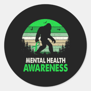 Pegatina Redonda Concienciación sobre la salud mental Pie bigfoot S