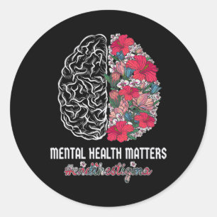 Pegatina Redonda Concienciación sobre la salud mental pone fin al e