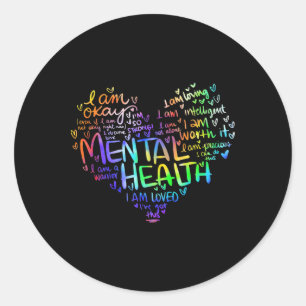 Pegatina Redonda Concienciación sobre la salud mental Regalos de de