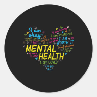 Pegatina Redonda Concienciación sobre la salud mental Salud mental 