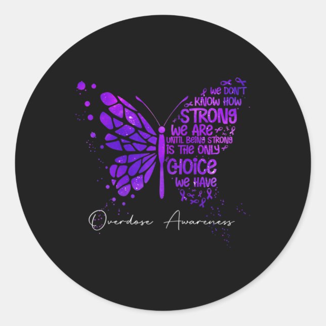 Pegatina Redonda Concienciación sobre la sobredosis de la cinta mor (Anverso)