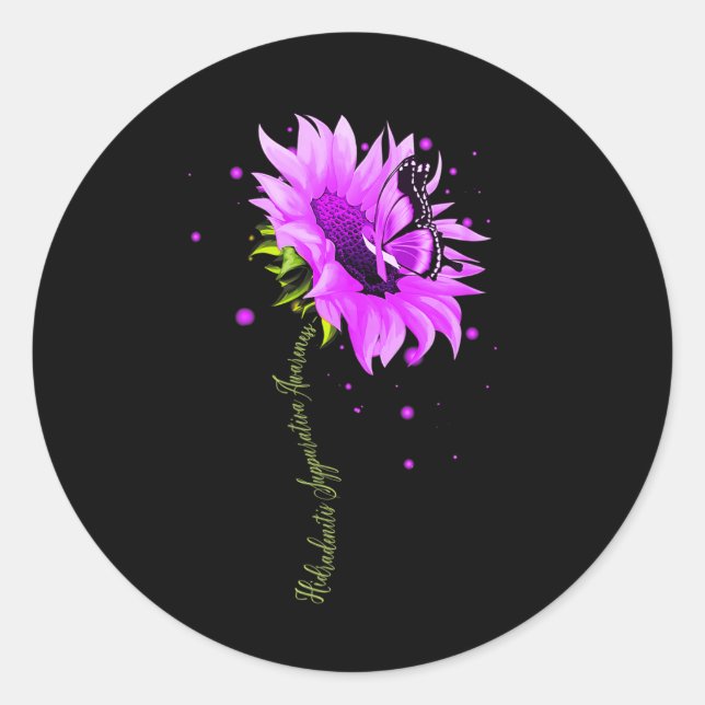 Pegatina Redonda Concienciación sobre la sobredosis de mariposa de  (Anverso)