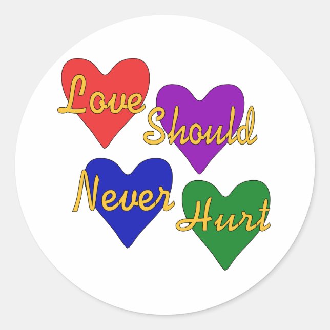 Pegatina Redonda Concienciación sobre la violencia doméstica (Anverso)