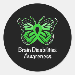 Pegatina Redonda Concienciación sobre las discapacidades cerebrales