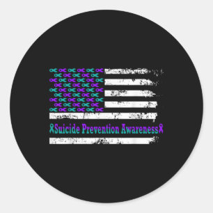 Pegatina Redonda Concienciación sobre prevención suicida Bandera Es
