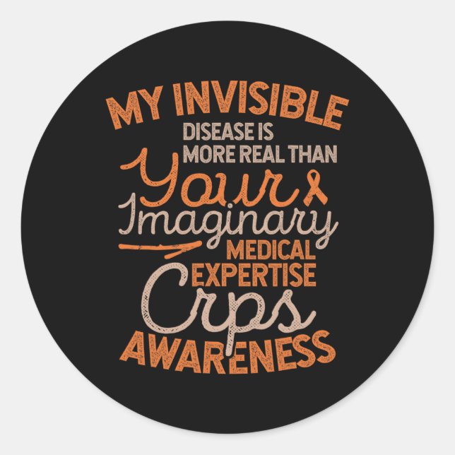 Pegatina Redonda Concienciación sobre RSD Invisible Enfermedad (Anverso)