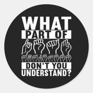 Pegatina Redonda Concienciación sorda sobre el lenguaje de Rótulo